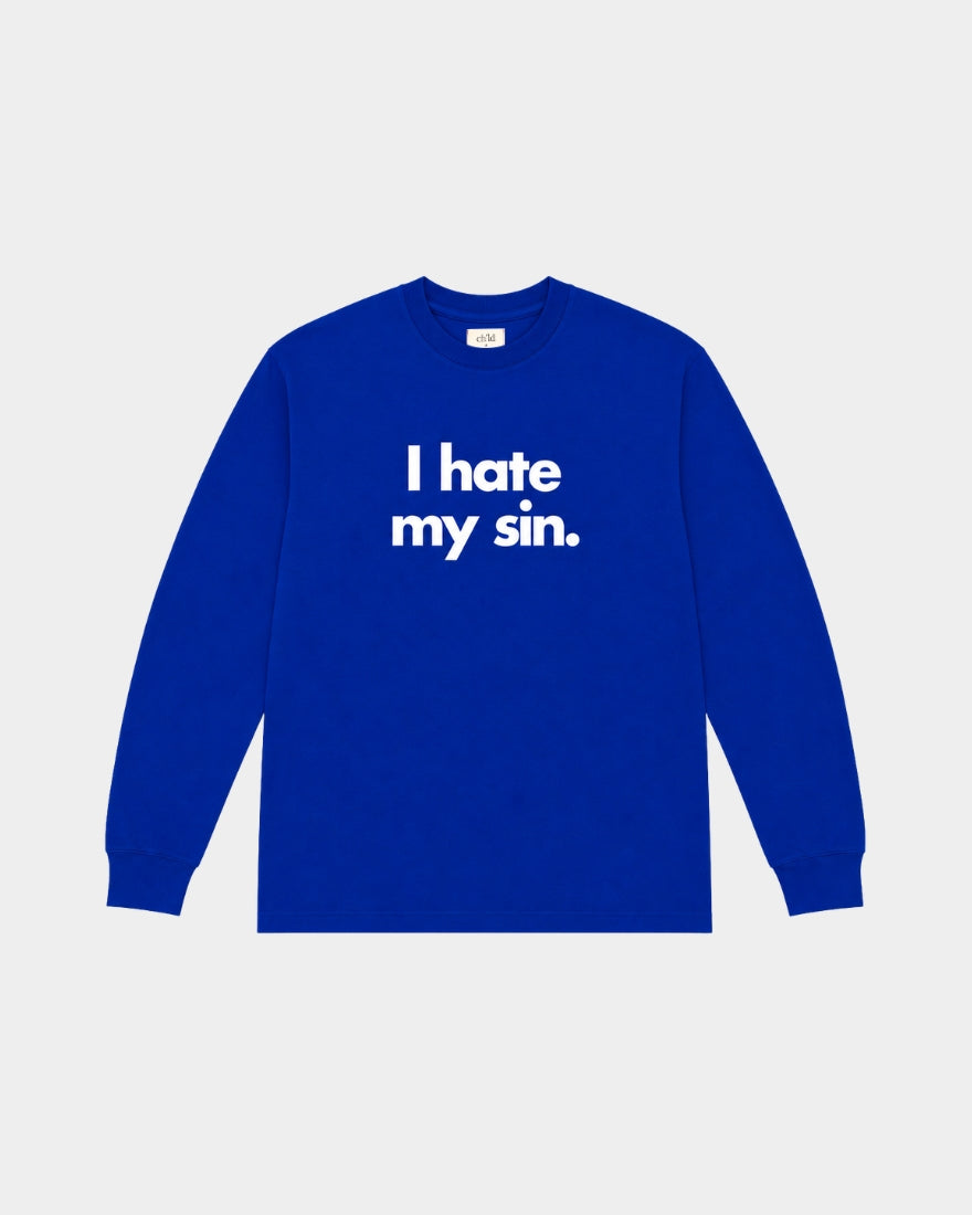 I HATE MY SIN LONGSLEEVE TEE - ROYAL BLUE
