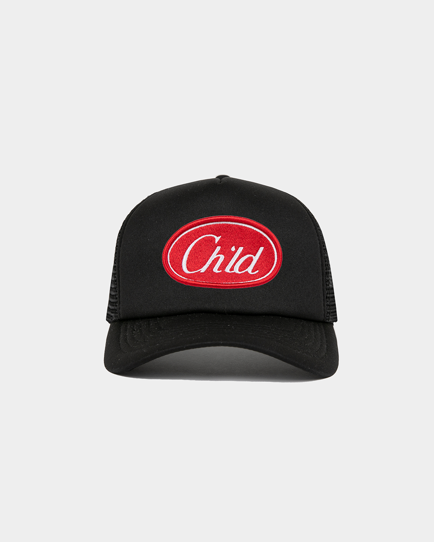 OVAL TRUCKER HAT - BLACK