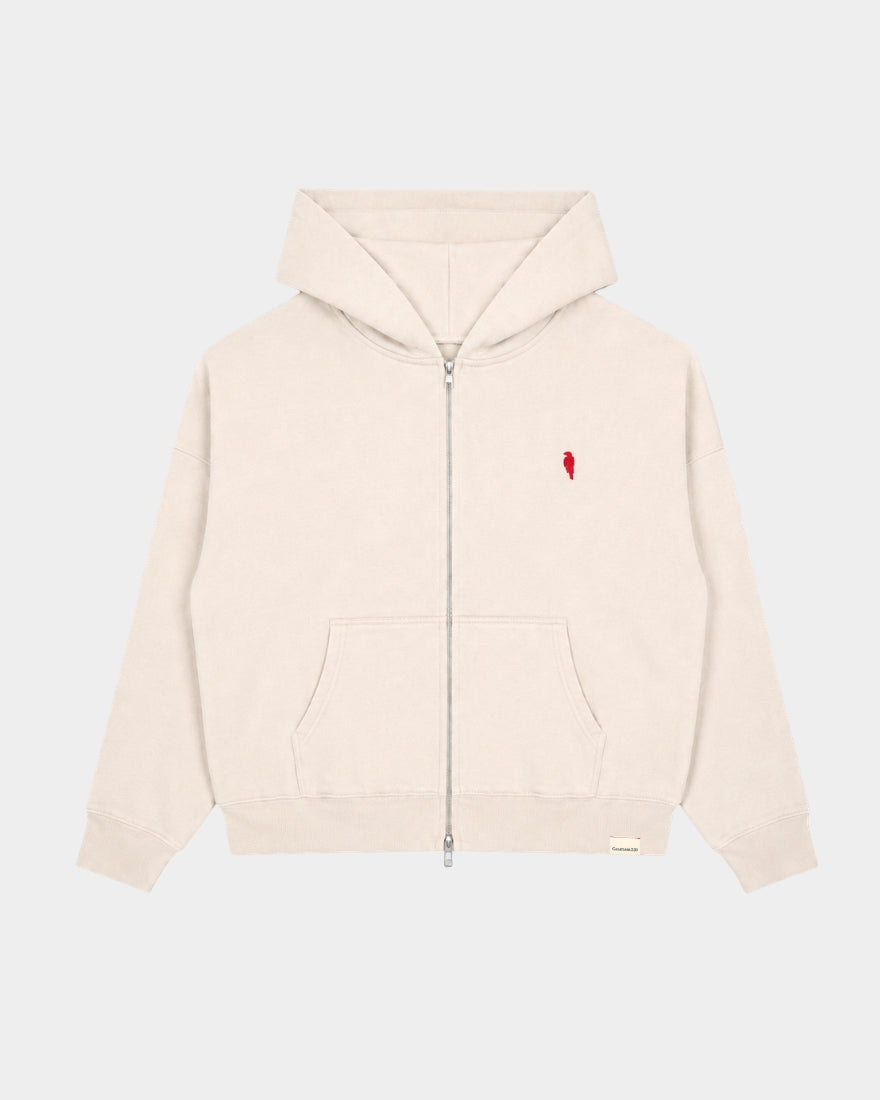 RAVEN ZIP UP HOODIE - BEIGE