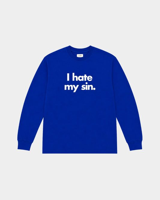 I HATE MY SIN LONGSLEEVE TEE - ROYAL BLUE