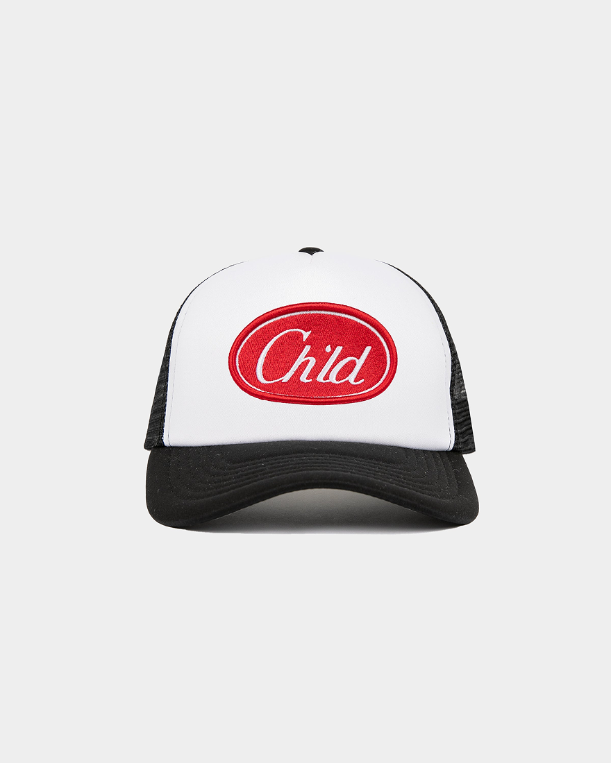 OVAL TRUCKER HAT - BLACK/WHITE