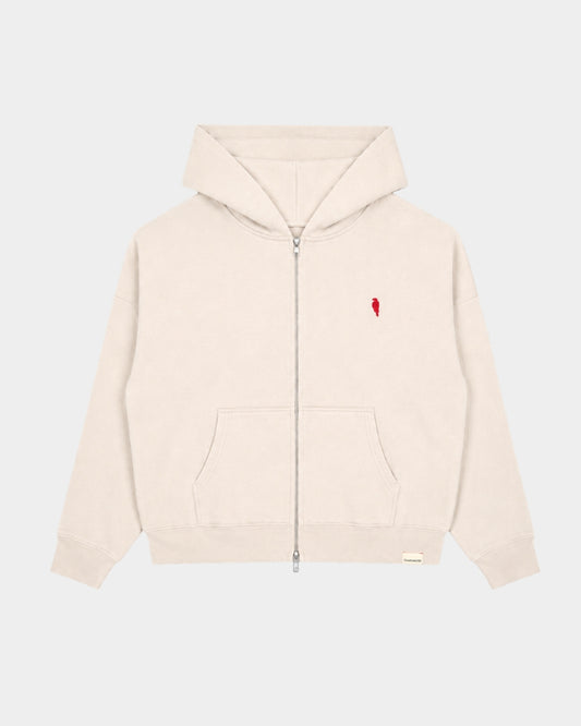 RAVEN ZIP UP HOODIE - BEIGE