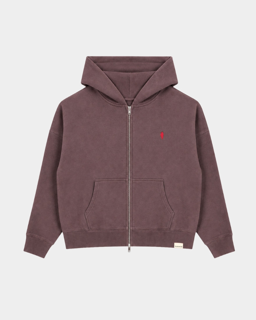 RAVEN ZIP UP HOODIE - BROWN