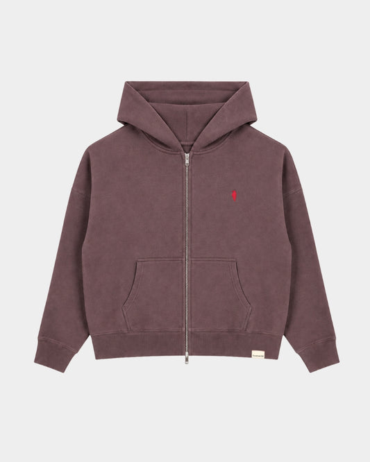 RAVEN ZIP UP HOODIE - BROWN